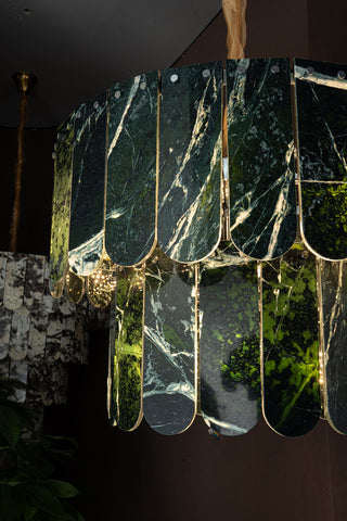 Modern Two-Tier Prada Green Luxury Marble Chandelier