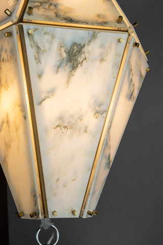 Modern Faceted Green Jade Luxury Marble Lantern Chandelier