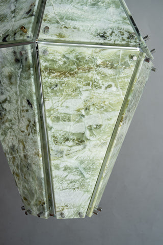 Modern Faceted Green Jade Luxury Marble Lantern Chandelier