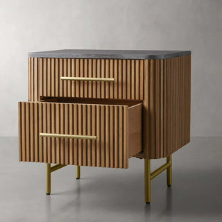 Finnley Closed Nightstand: Marble Double Drawers Chest Bedside Table