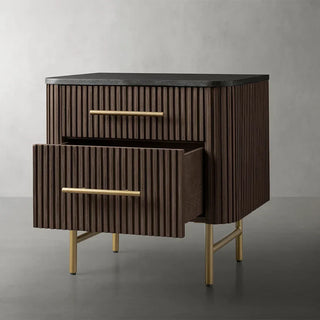 Finnley Closed Nightstand: Marble Double Drawers Chest Bedside Table