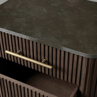 Finnley Closed Nightstand: Marble Double Drawers Chest Bedside Table