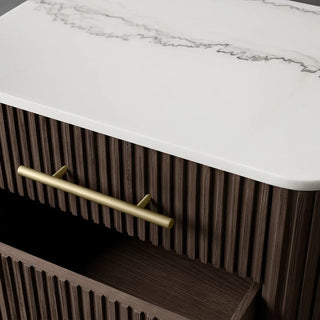 Finnley Closed Nightstand: Marble Double Drawers Chest Bedside Table