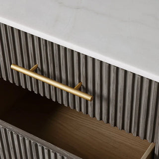 Finnley Closed Nightstand: Marble Double Drawers Chest Bedside Table