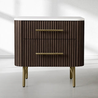 Finnley Closed Nightstand Solid Wood 2 Drawer Bedside Table for Modern Bedroom