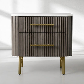 Finnley Closed Nightstand Solid Wood 2 Drawer Bedside Table for Modern Bedroom