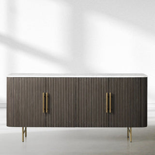 Finnley Wood Sideboard Marble Countertop Buffet Storage Rural Entryways Cabinet