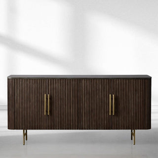 Finnley Wood Sideboard Marble Countertop Buffet Storage Rural Entryways Cabinet
