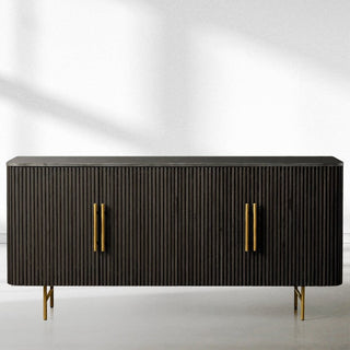 Finnley Wood Sideboard Marble Countertop Buffet Storage Rural Entryways Cabinet