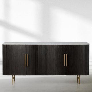 Finnley Wood Sideboard Marble Countertop Buffet Storage Rural Entryways Cabinet