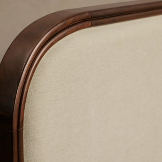 Frances Vintage Figured Mahogany Wood Upholstered Bed