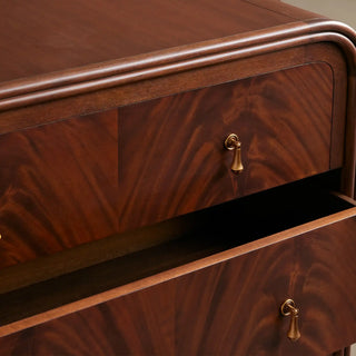 Frances Vintage Figured Mahogany Wood Five-Drawer Dresser