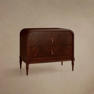 Frances Vintage Figured Mahogany Wood 2-Drawer Nightstand
