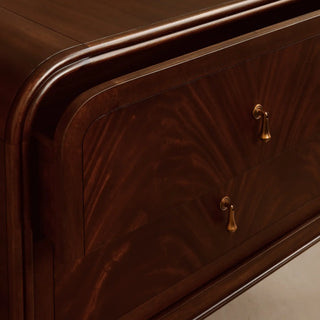 Frances Vintage Figured Mahogany Wood 2-Drawer Nightstand