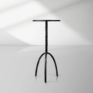 Matte Black Hand Forged Metal Side Table