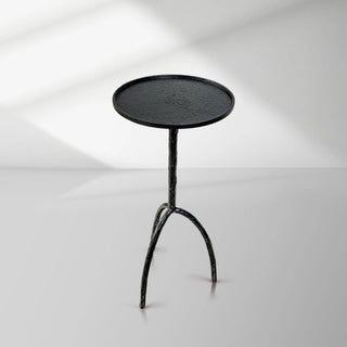 Matte Black Hand Forged Metal Side Table