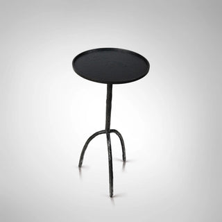 Matte Black Hand Forged Metal Side Table