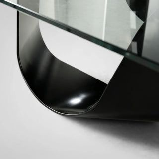Sculptural Smoked Glass Coffee Table with Polished Silver Stainless Steel Base