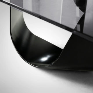 Sculptural Smoked Glass Coffee Table with Polished Silver Stainless Steel Base