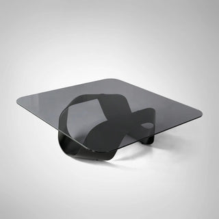 Sculptural Smoked Glass Coffee Table with Polished Silver Stainless Steel Base