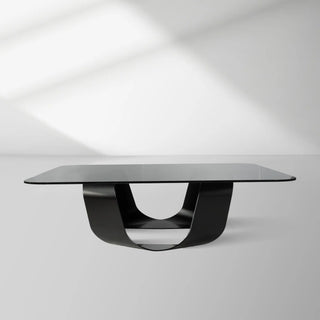 Sculptural Smoked Glass Coffee Table with Polished Silver Stainless Steel Base