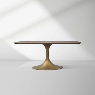 Aero Solid Oak Top Dining Table Tulip Rectangular Dining Table with Launette Base