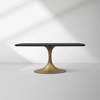 Aero Solid Oak Top Dining Table Tulip Rectangular Dining Table with Launette Base