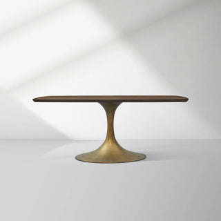 Aero Solid Oak Top Dining Table Tulip Rectangular Dining Table with Launette Base