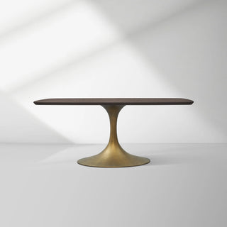 Aero Solid Oak Top Dining Table Tulip Rectangular Dining Table with Launette Base