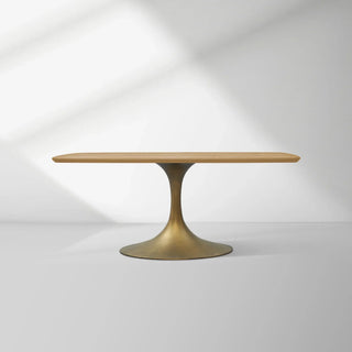 Aero Solid Oak Top Dining Table Tulip Rectangular Dining Table with Launette Base