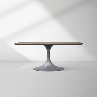 Aero Solid Oak Top Dining Table Tulip Rectangular Dining Table with Launette Base