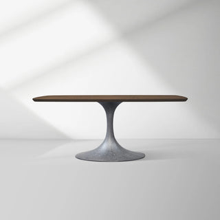 Aero Solid Oak Top Dining Table Tulip Rectangular Dining Table with Launette Base