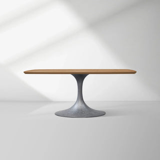 Aero Solid Oak Top Dining Table Tulip Rectangular Dining Table with Launette Base