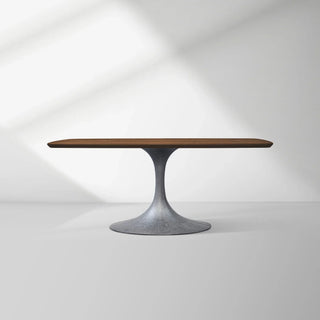 Aero Solid Oak Top Dining Table Tulip Rectangular Dining Table with Launette Base