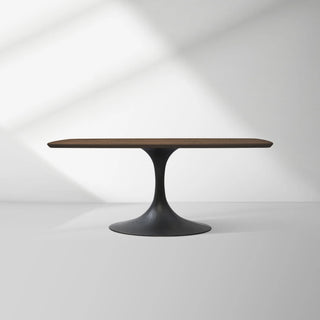 Aero Solid Oak Top Dining Table Tulip Rectangular Dining Table with Launette Base