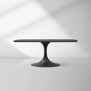 Aero Solid Oak Top Dining Table Tulip Rectangular Dining Table with Launette Base