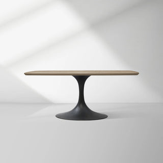 Aero Solid Oak Top Dining Table Tulip Rectangular Dining Table with Launette Base