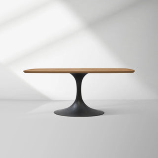 Aero Solid Oak Top Dining Table Tulip Rectangular Dining Table with Launette Base