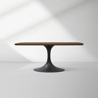 Aero Solid Oak Top Dining Table Tulip Rectangular Dining Table with Launette Base