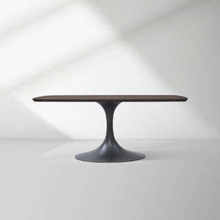 Aero Solid Oak Top Dining Table Tulip Rectangular Dining Table with Launette Base