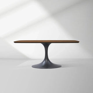 Aero Solid Oak Top Dining Table Tulip Rectangular Dining Table with Launette Base
