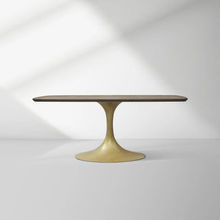 Aero Solid Oak Top Dining Table Tulip Rectangular Dining Table with Launette Base