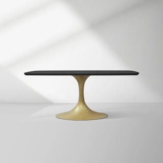 Aero Solid Oak Top Dining Table Tulip Rectangular Dining Table with Launette Base