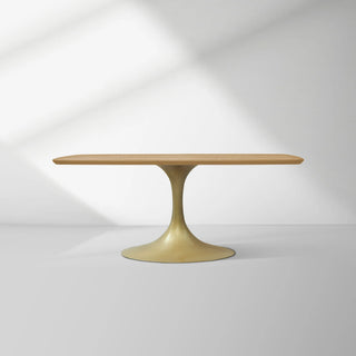 Aero Solid Oak Top Dining Table Tulip Rectangular Dining Table with Launette Base