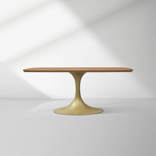 Aero Solid Oak Top Dining Table Tulip Rectangular Dining Table with Launette Base