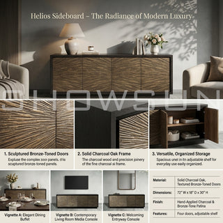 Helios Mid-Century Modern Sideboard Buffet Table Wood Living Room Entryways TV Cabinet