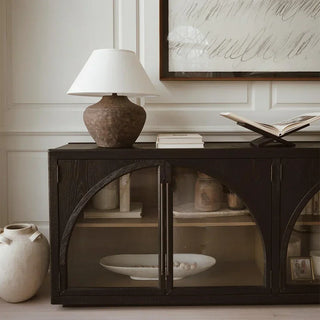 Hattie Solid Oak Sideboard Vintage Arched Buffet Storage Cabinet