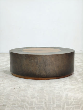 Acacius Round Coffee Table Yukas Wood Cocktail Table Sofa Industrial Center Tea Table