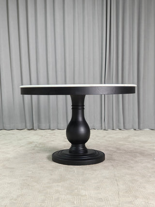 Luca Round Natural Stone Dining Table | Solid Pine Base Rustic Modern Dining Furniture