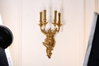 4 Lights European Retro Brass Wall Sconce Antique Angel Wall Lamp
